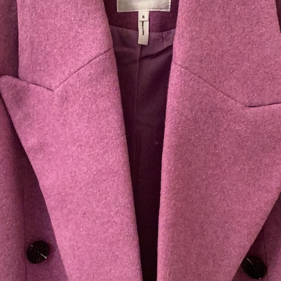 Double breasted wool blend coat in orchid. - Picture 4 of 8
